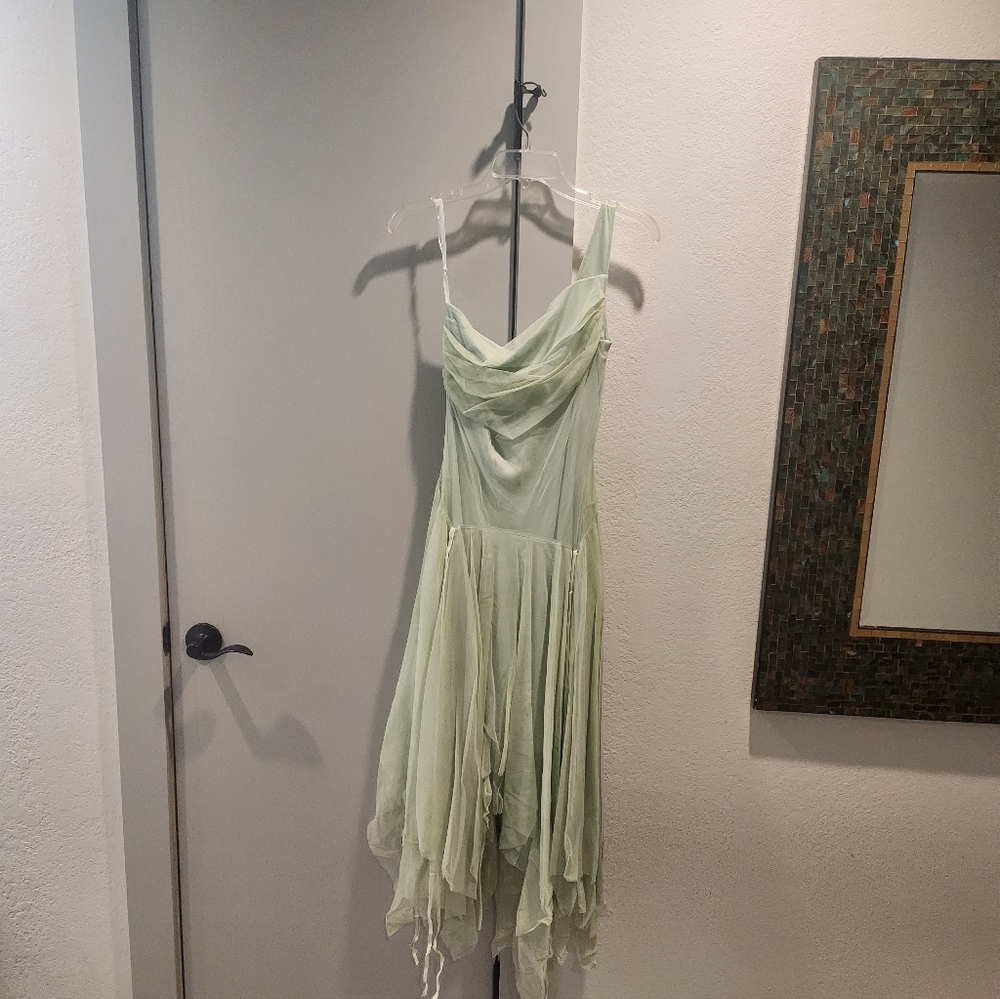 Frederick's of Hollywood Pale Mint Asymmetrical Chiffon Dress